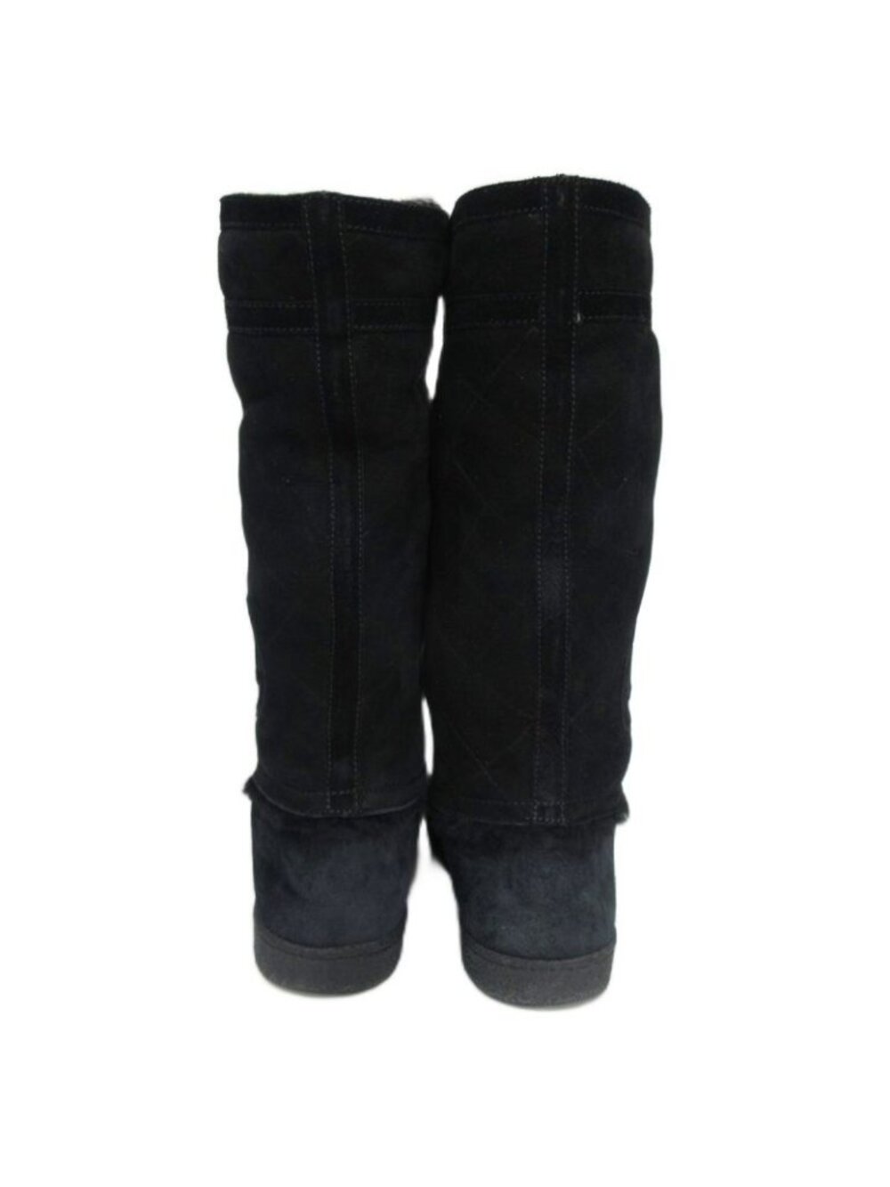 Chanel Quilted Mouton Long Boots Coco Mark Leather 35 Black - Picture 5 of 9